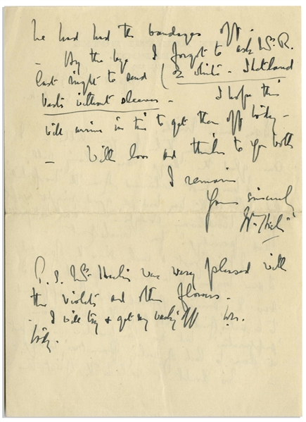 Beatrix Potter Autograph Letter Signed From 1941 -- ''...the news is very anxious - it looks like a long war, and terrible fighting. When the Germans conquer another country to eat up...''
